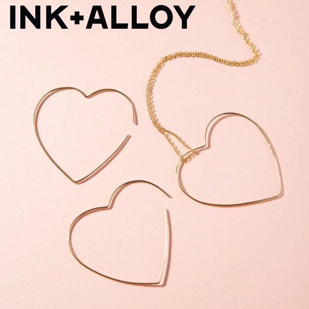Ink Alloy Open Heart Wire Necklace